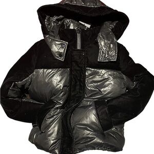 Andrew Marc Black and Silver Puffer Jacket